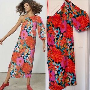 Mara Hoffman Emilie One Shoulder Floral Midi Dress